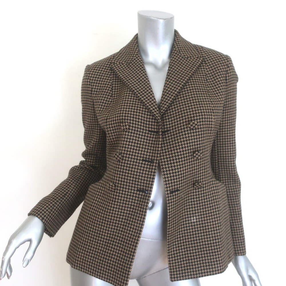 Christian Dior Houndstooth Double Breasted Bar Jacket Brown/Black