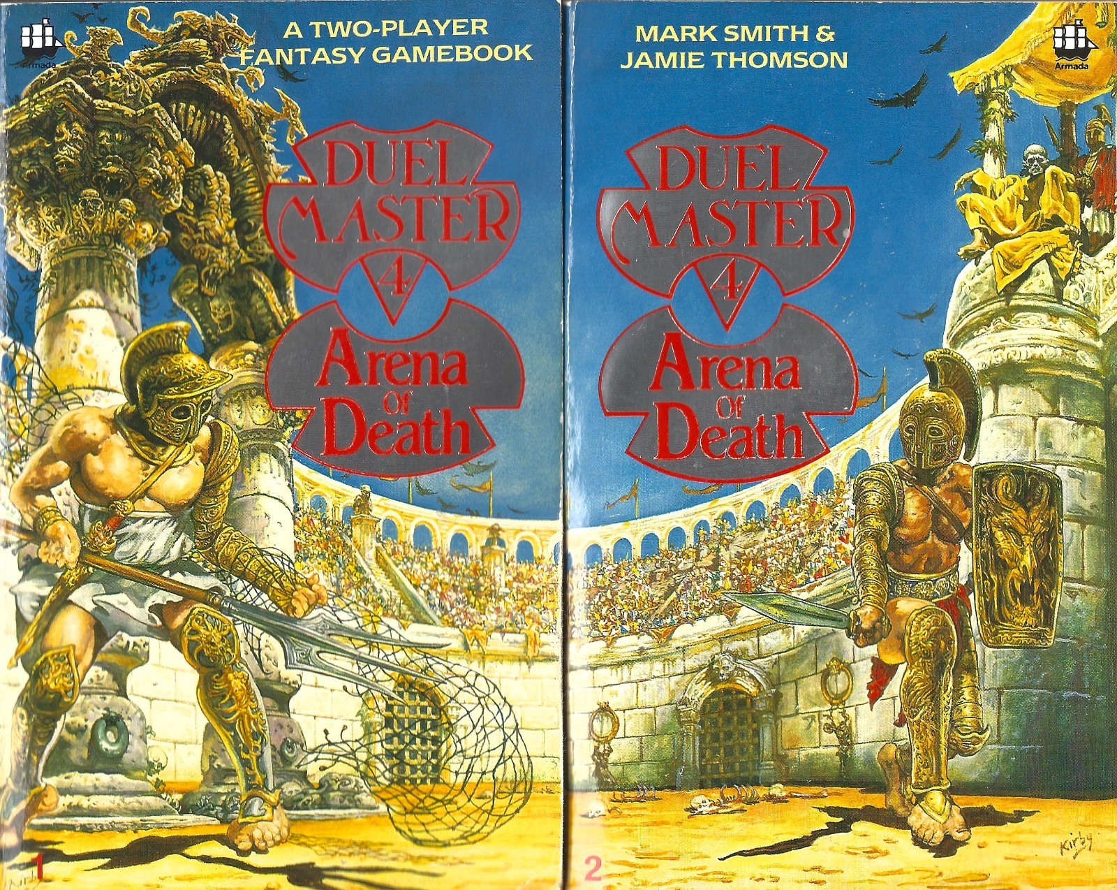 DUEL MASTER-#4-THE ARENA OF DEATH-BOOK 1 & 2-MARK SMITH-JAMIE THOMSON-ARMADA