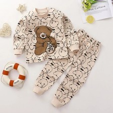 2025 New Baby Cotton Two-piece Set Home Children Class Suit Boys Girls Clothes