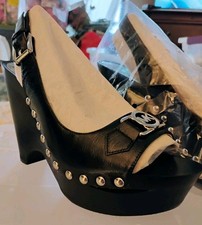 Michael Kors Black Leather w/Silver Accents, Platform Slingback, Sz: 10M