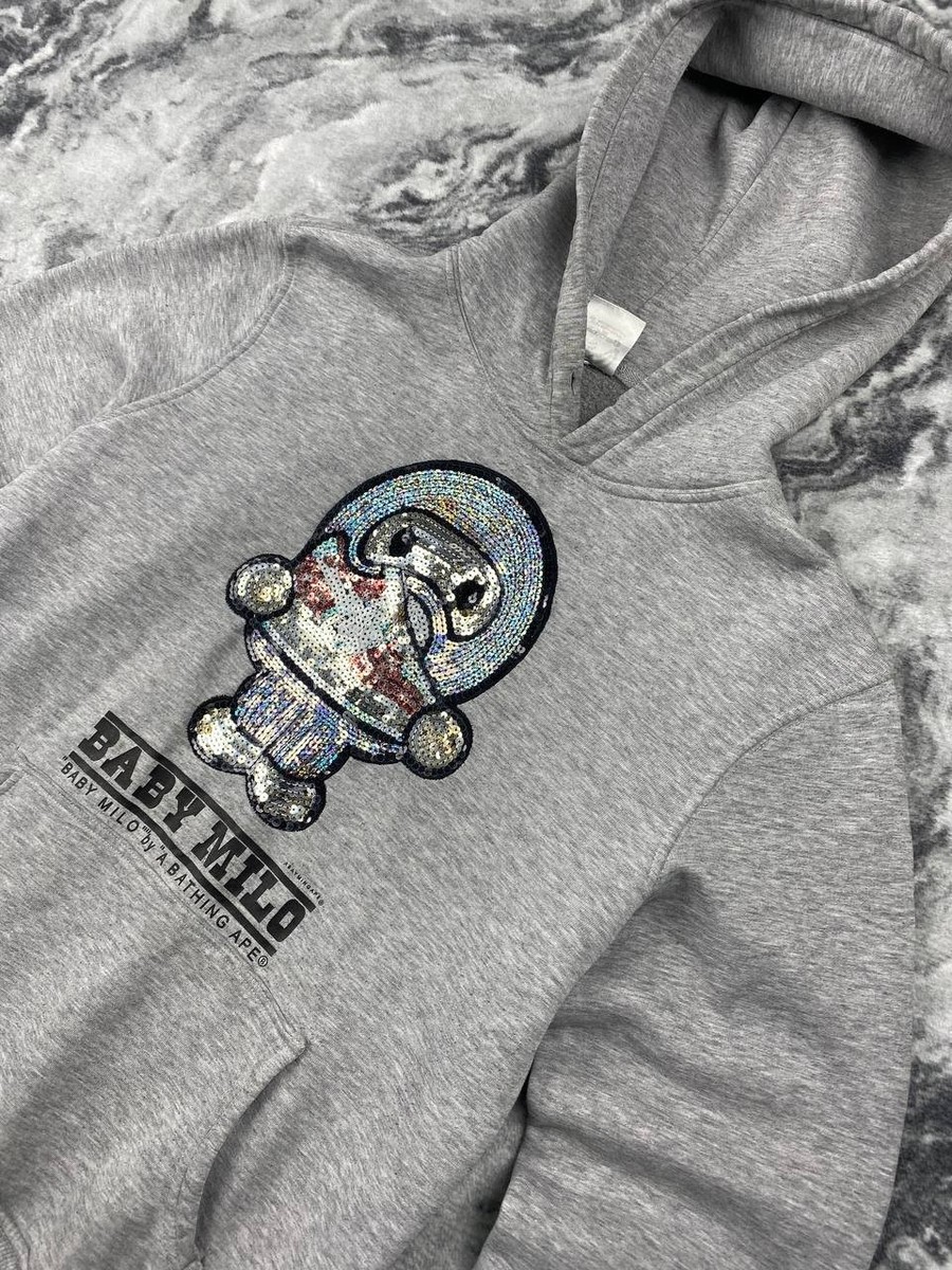 Vintage A Bathing Ape Huge Baby Milo Sequin Logo Hoodie Men Size M