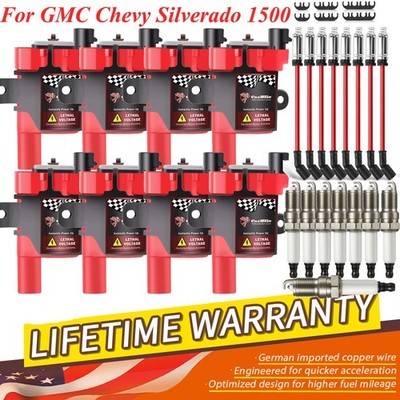 8 UF262 Coil &Spark Plug &Wire Tune Up Kit For Chevry Silverado 1500 LS3 4.8/5.3