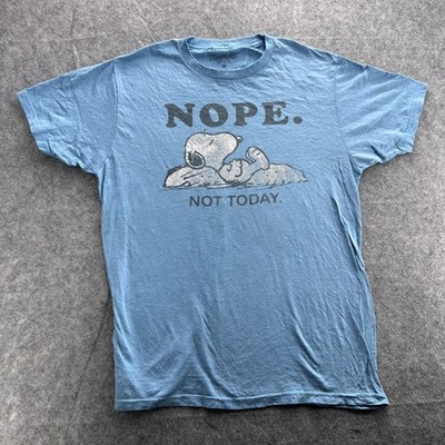 Peanuts Snoopy Shirt Mens Medium Blue Nope Not Today Graphic Funny Tee T-Shirt
