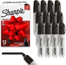 Sharpie King Size Permanent Markers, Large Chisel Tip, Black, 12 Count