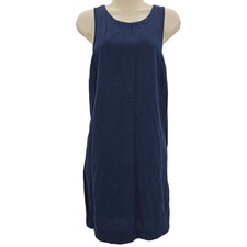 Madewell Womans size L Witherspoon Jumper Tank Mini Dress Navy Linen Blend NEW