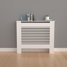 FATIVO High Radiator Cover Wood Cabinet: External 92cm Height White Small Heate