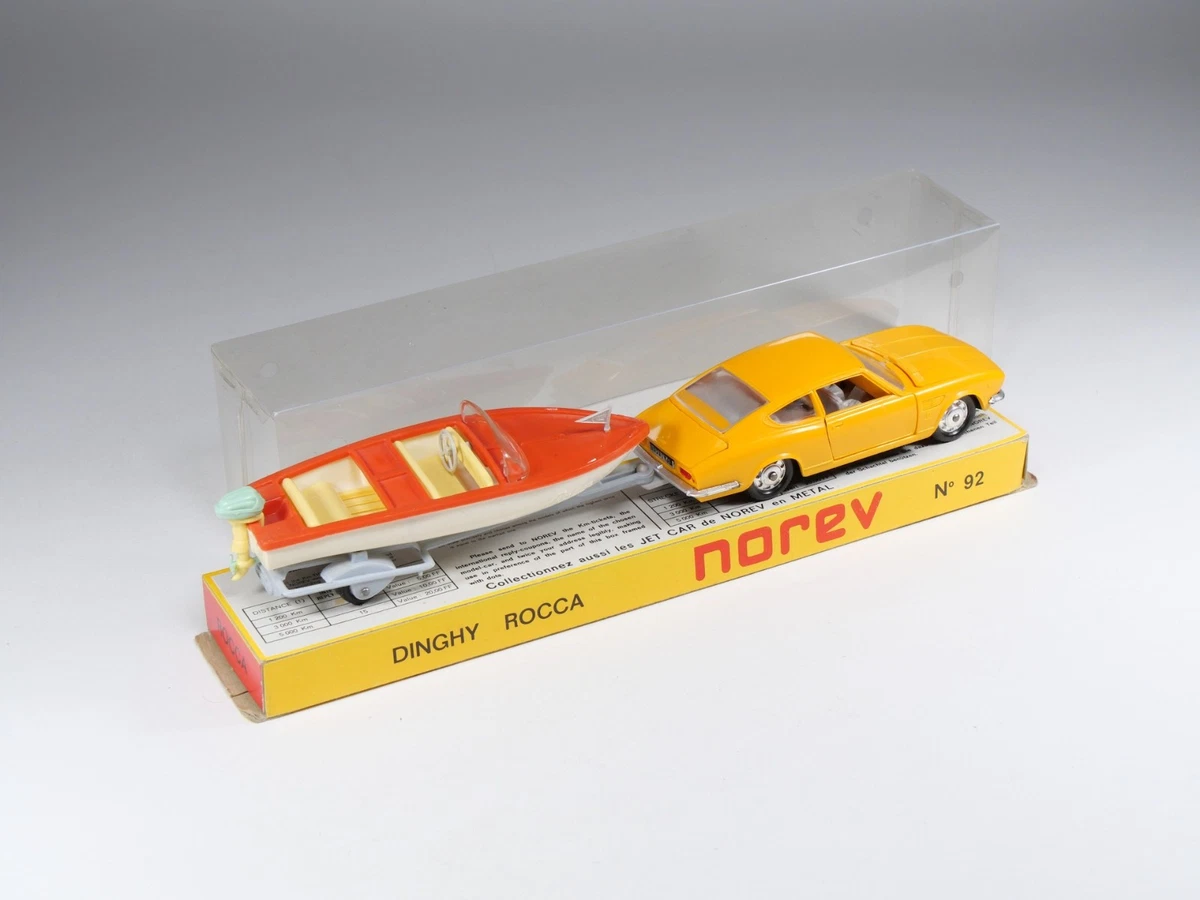 NOREV - 92 - Fiat Dino avec Remorque et Bateau Dinghy Rocca - Jaune et Orange