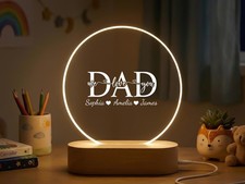 Personalized Dad LED Night Light, Custom Father Lamp with Kids Names