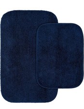 Garland Rug Traditional Bath Rug Set, 2-Piece Set NAVY 21"x34"  17"x24"