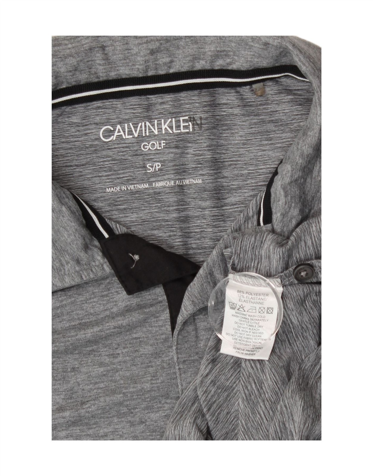 Calvin Klein Mens Golf Polo Shirt Small Grey Flecked Polyester CH09 thumbnail 3