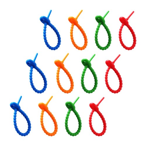 12 Pcs Silicone Tie Reuseable Cable Ties Adjustable Travel Straps - Afbeelding 3 van 12