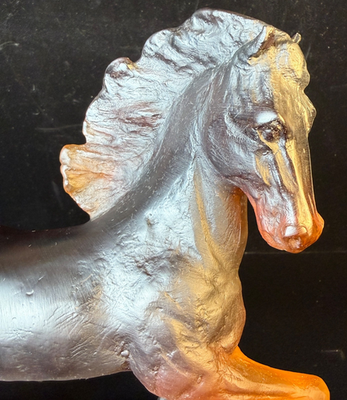 Daum France Cheval Etalon Horse Sculpture Pate de Verre Art Glass