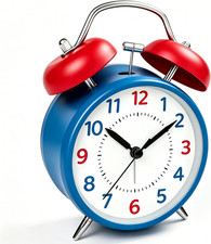4.5" Analog Alarm Clock for Heavy Sleepers, Battery Operated Silent Non-Ticking