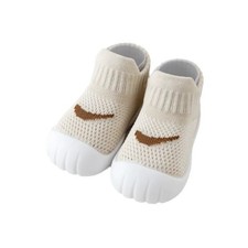 Baby Mesh Knit Walking Shoes Cream Slip On First Walkers Sneakers