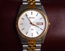 Vintage 1989 Seiko SQ 5Y23-8A60 A4 Two Tone Quartz Day Date 36mm Watch