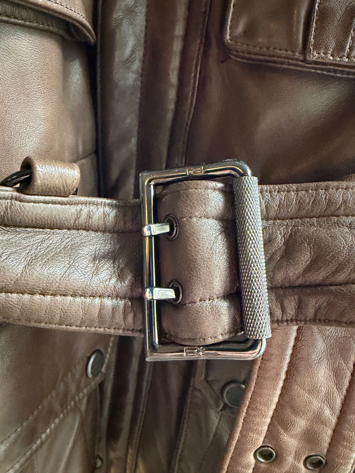 Ralph Lauren Black / Purple Label lambskin leather motor jacket M image 6