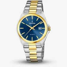 Festina Mens Classic Two-Tone Blue Dial Watch F20554/4