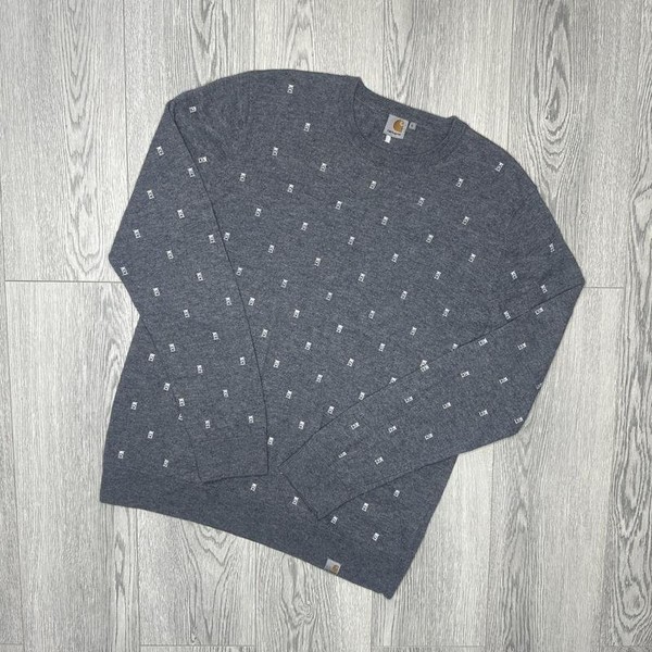 Men Carhartt Sweater Grey Wool 40 /L / 48