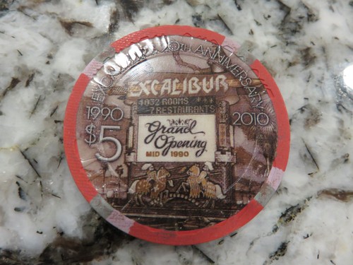 $5 Excalibur Hotel/Casino 20th Anniversary Casino Chip Uncirculated, LV. NV