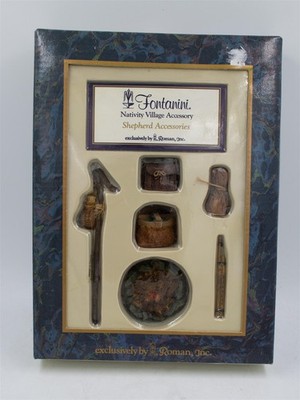 Roman Fontanini Shepherd Nativity Accessories 51176 (Cane, Camp Fire, Bag)