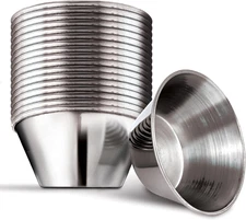 1.5 Oz Stainless Steel Condiment Cups (12 Pack), Individual Portion Dipping Sauc