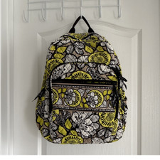 Vera Bradley Floral Quilted Backpack Yellow Black White Beige