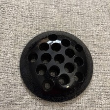 L E Smith Black Amethyst Glass Flower Frog 16 Holes Flower Arranger