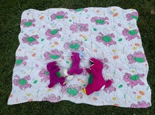 Vintage Barney Plush Lot 3 Blanket 40x52  Baby Dreams