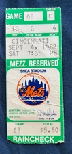 1982 Baseball Ticket 9/4/82 (Cincinnati) Johnny Bench NY Mets Kingman Home Runs