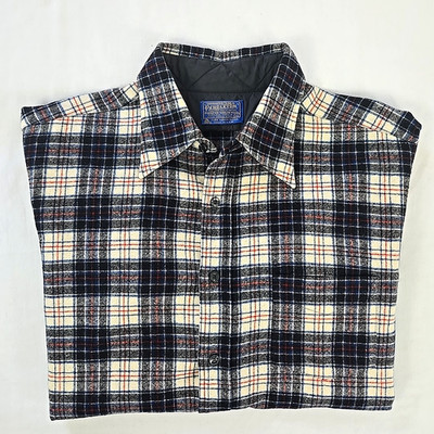 VTG 70s Pendleton Lodge Shirt 100% Virgin Wool Plaid Flannel Mens XL Made in USA