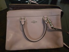 Coach Pink Satchel Top Handle Zip Bag w/ Detachable Crossbody Strap, Pockets