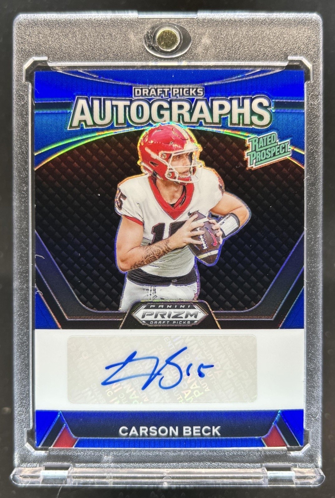 2024 Panini Prizm Collegiate Draft Picks Carson Beck Pick Auto Blue RC #/149