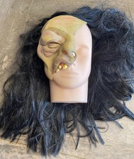 Vintage Mario Chiodo Half Face Halloween Mask w/ Long Black Hair