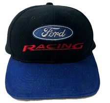 Ford Racing Strap Back Cap Hat Blue Black Motor Race Logo Adjustable