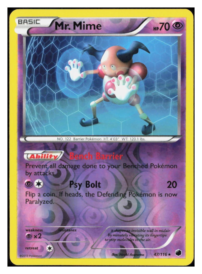 Mr. Mime Reverse Holo Rare Plasma Freeze 47/116 LP T001