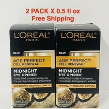 L'Oreal Paris Age Perfect Cell Renewal Midnight Eye Opener Cream 0.5 oz 2 PACK