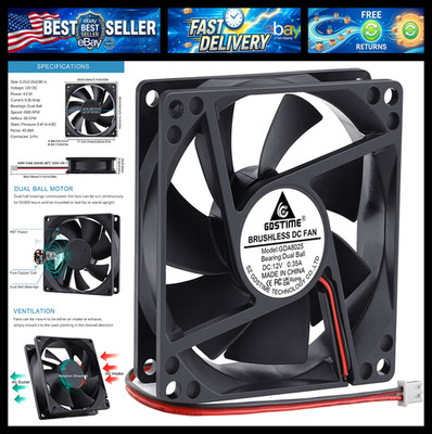 GDSTIME 4500RPM 8cm 80mm x 80mm x 25mm 12v Big Airflow High Speed Dual Ball Bear