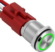 16mm Latching Push Button Switch 12V DC On Off Stainess Steel Shell Self