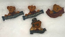 4 Boyds Bears Anni. Brooch/Pins 1979-2004 Anniversary Orig FOB, 10th Ann, Vtg