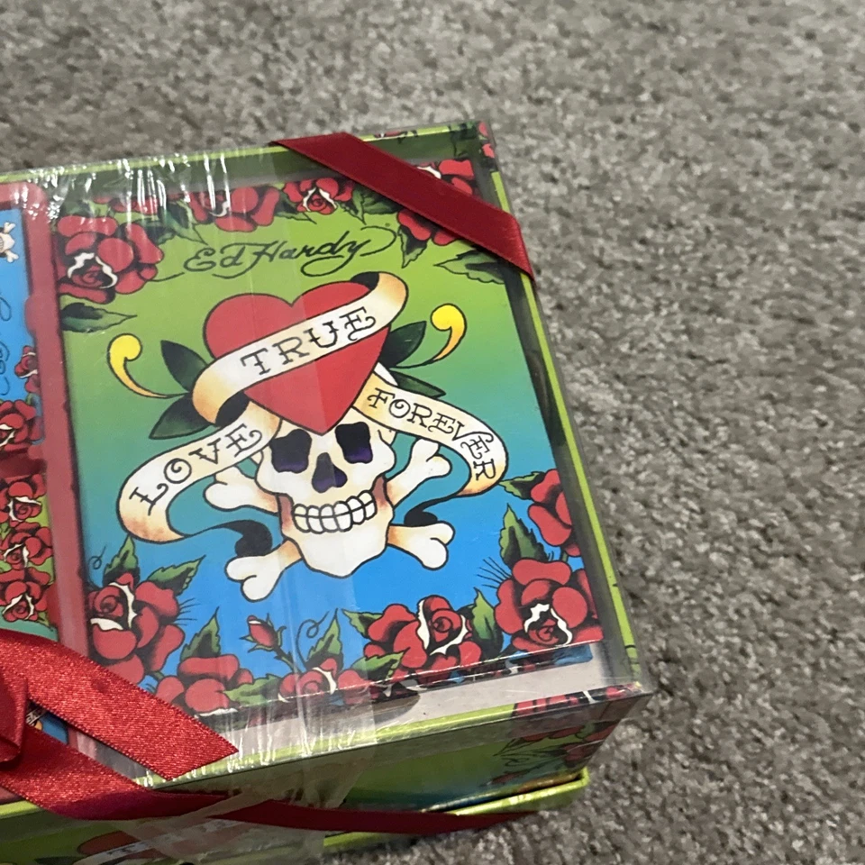 Nuevo de Lote Antiguo Ed Hardy Caja de Almacenamiento de Fotos (2 Marcos 1 Álbum) Caja Set de Regalo Y2K Cyber Vintage Foto 3 de 4