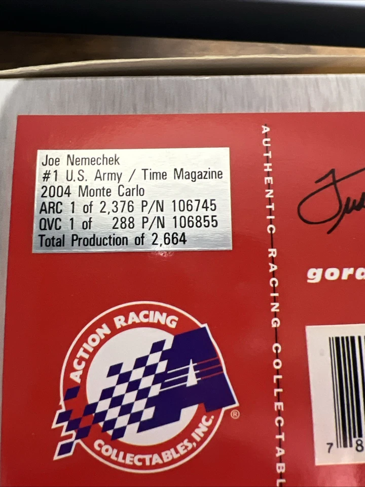 Joe Nemechek 2004 #01 US Army TIME Magazine 1:24 Action Diecast MIB - Image 4 of 4