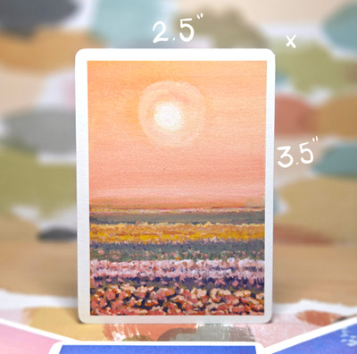 ACEO PRINT ''Flower Fields''  sunset landscape tulips dream Signed Limited Edition
