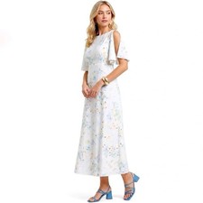 And Other Stories Womens Dress Size 6 White Floral Flutter Sleeve Maxi New