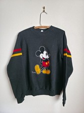 VTG 80's Mickey Mouse Disney Character Fashion Black Sweatshirt Size Large EUC