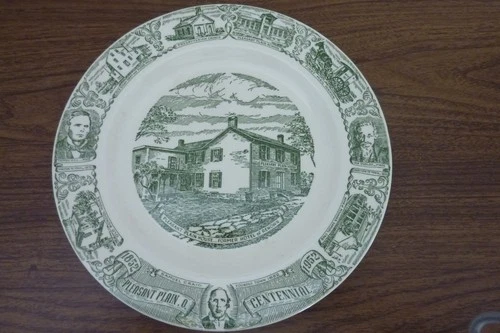 Pleasant Plain Ohio Centennial 1852-1952  Plate  Shawnee Creek Kilns Germantown