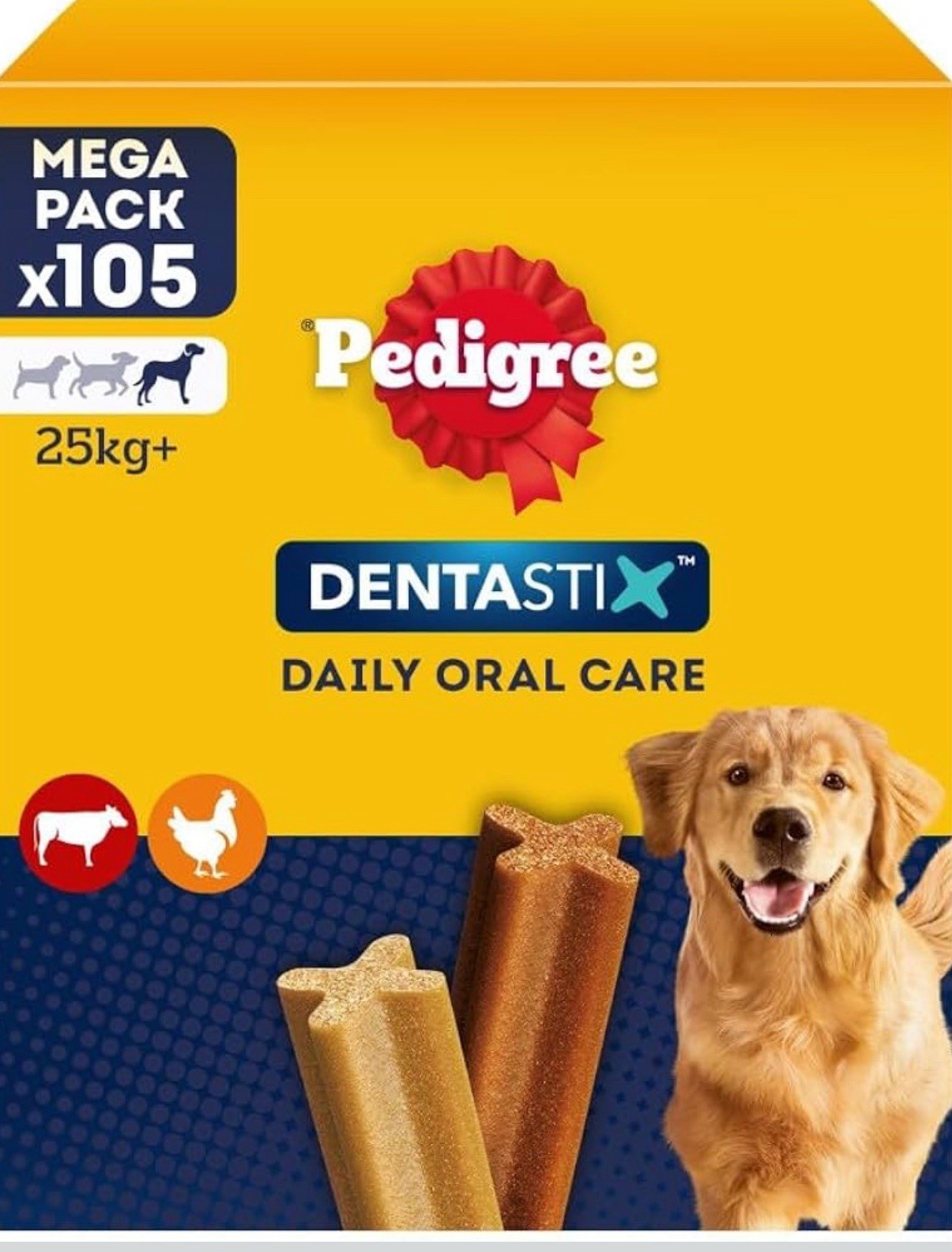 Pedigree Dentastix Cane Grande 105 Pezzi - Igiene Orale Quotidiana 25kg+