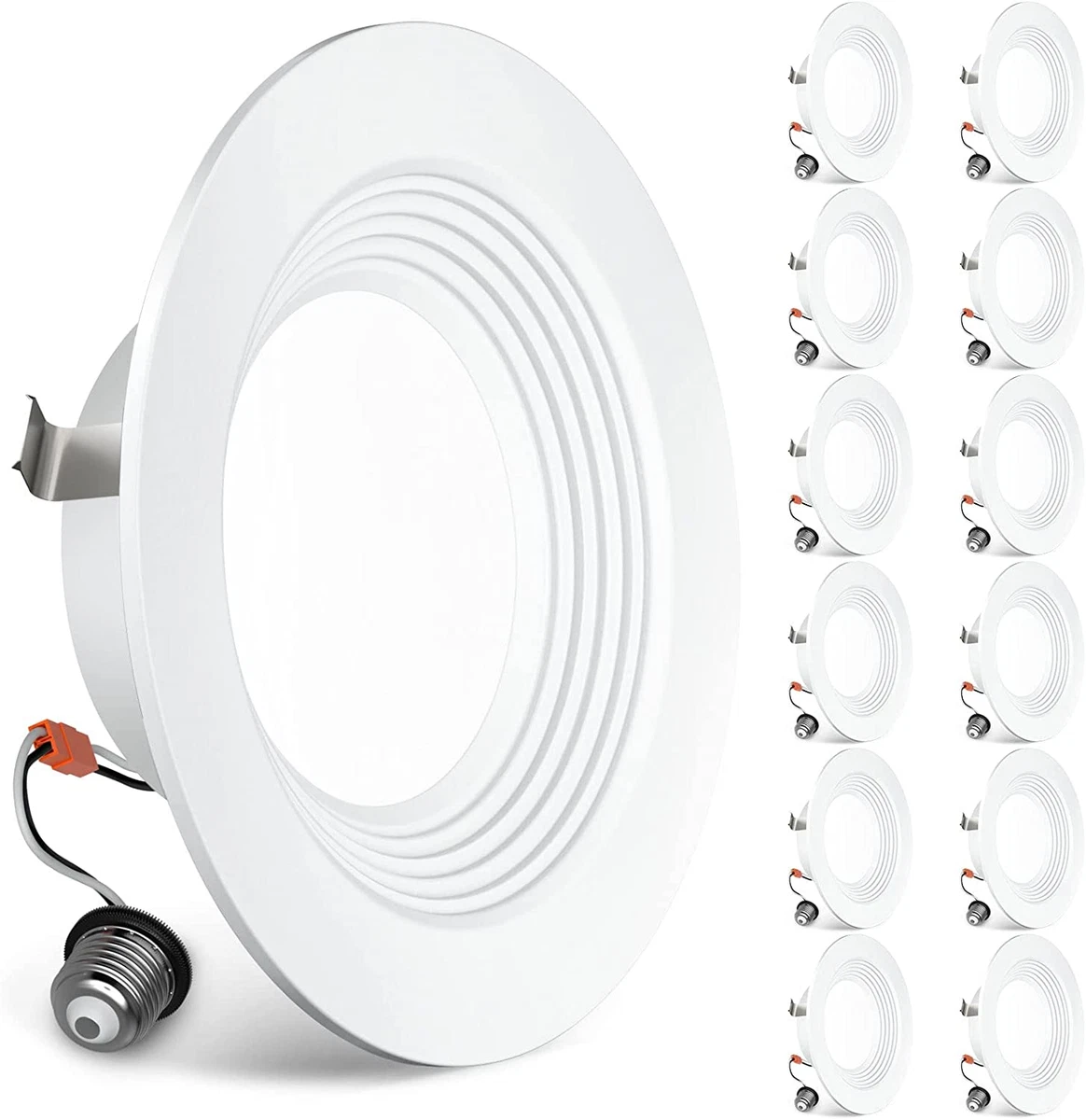 12 Pack 4 Inch LED Can Lights Retrofit Recessed Downlight Baffle Trim Dimmable