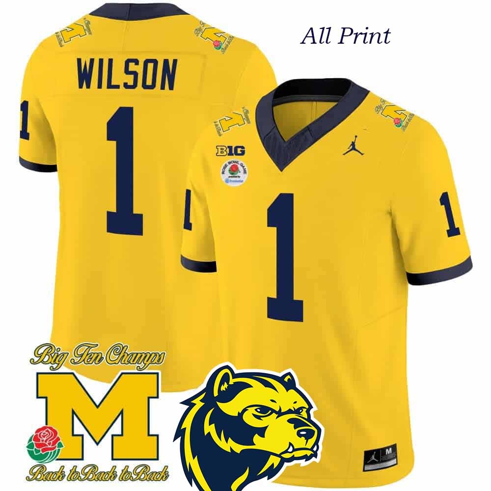 Michigan Wolverines Rose Bowl Roman Wilson #1 Football Jersey All Print Styles