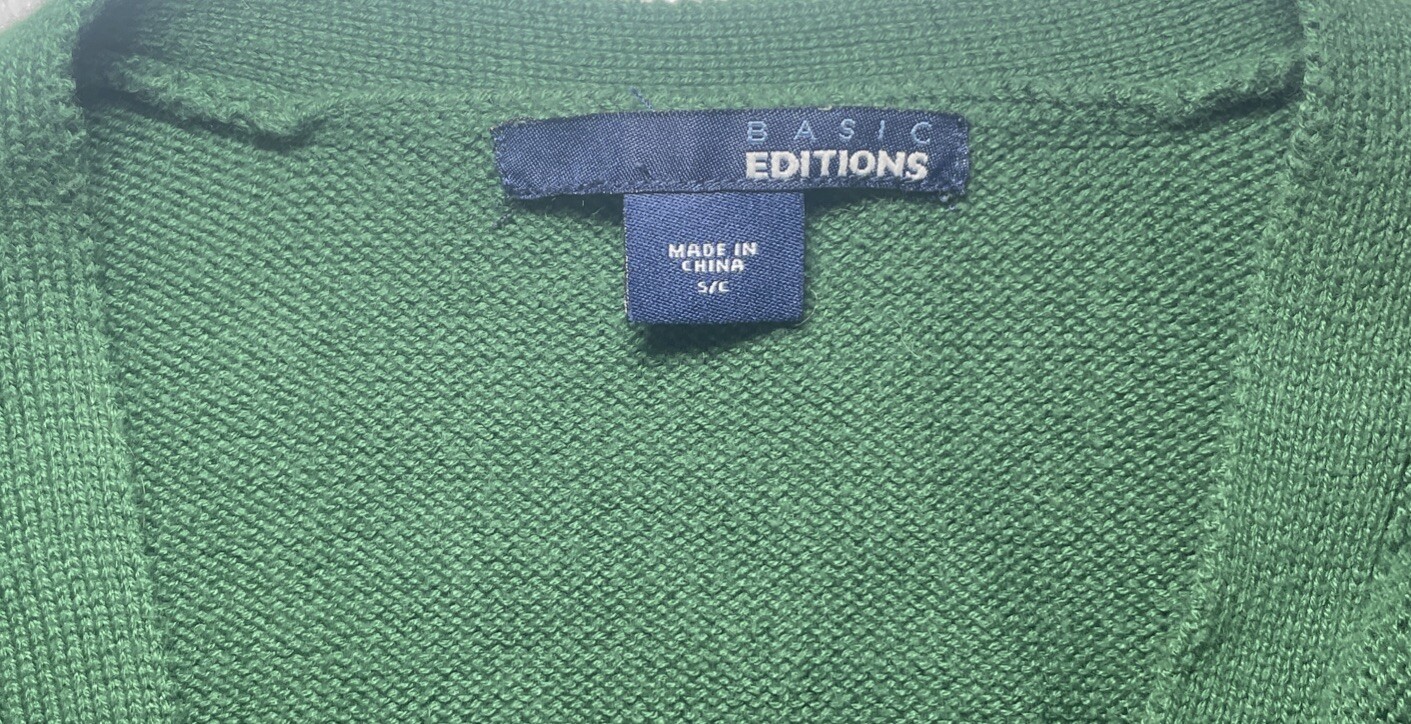 Basic Editions Deep Green Button Down Cardigan Sw… - image 2