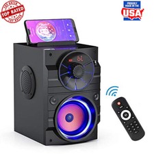 Portable Bluetooth Speaker Subwoofer FM Radio LED Lights Remote Control Outdoor